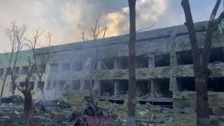 Damaged Mariupol hospital building