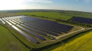 Aerial view of a solar farm