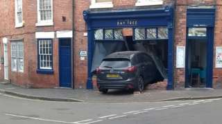 Car crashed into restaurant window