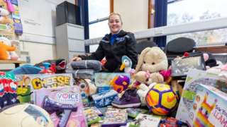 PCSO Kate Sephton surrounded by the gifts