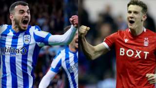 Split picture of Huddersfield's Danel Sinani (L) and Nottingham Forest's Ryan Yates
