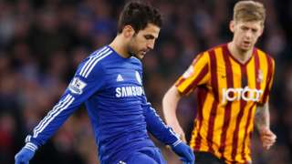 Cesc Fabregas playing against Bradford City