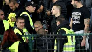 Stewards appeared to join those chanting racist abuse