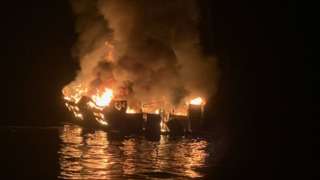 The boat in flames