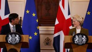 British Prime Minister Rishi Sunak and European Commission President Ursula von der Leyen