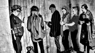 A picture of my friend Annie Mac queuing at the Dens Road market Dundee. Taken by Angus Moyse, Arbroath.