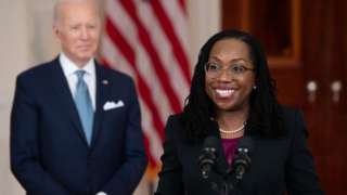 Ketanji Brown Jackson after being introduced by President Biden as his nominee to the Supreme Court