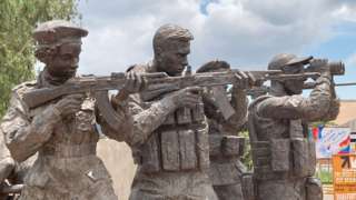 Statue of Russian troops in Bangui, Central Africa Republic