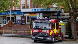 Fire engine outside Whipps Cross Hospital