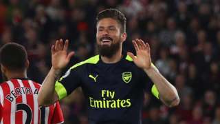 Giroud celebrates scoring for Arsenal