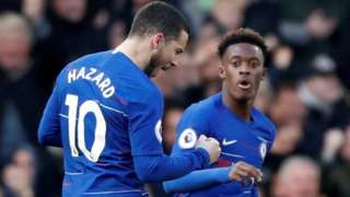 Eden Hazard celebrates scoring against Wolves