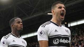 Aleksandar Mitrovic celebrates his goal against Watford