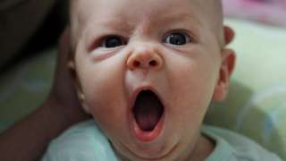 Baby yawning