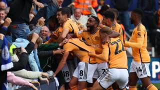 Leicester celebrate scoring second goal