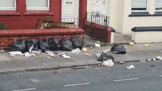 Rubbish in Thornton Road in Bootle