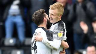 Derby's Louis Sibley celebrates his goal