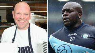 Chef Tom Kerridge and Wycombe striker Adebayo Akinfenwa