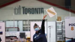 Vaccine is being administered at the Downsview hockey arena in Toronto