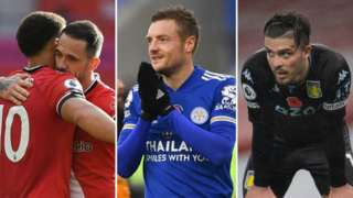 Southampton's Danny Ings and Che Adams, Leicester's Jamie Vardy and Aston Villa's Jack Grealish