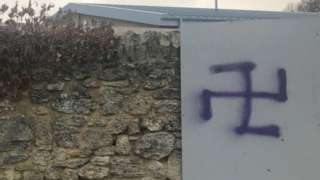 The graffiti appeared on a wall near Headington Quarry Pavilion community centre