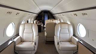 The interior of a private jet.