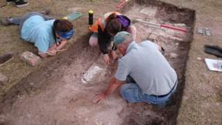 Decorative plaster uncovered during the Clumber House archaeological dig