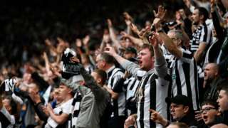 Newcastle United fans during a Premier League match at St James' Park