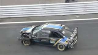 The damaged car after the crash