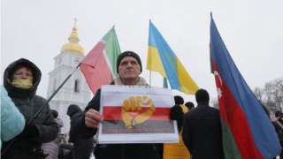 Ukrayna'nın başkenti Kiev'de "Putin'e hayır!" mitingi