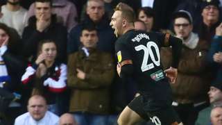 Hull's Jarrod Bowen celebrates scoring the opening goal against Leeds