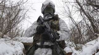 A Ukrainian soldier in east Ukraine