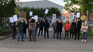 Protest outside waste centre