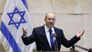 Naftali Bennett speaks in Israel's parliament. Photo: 13 June 2021
