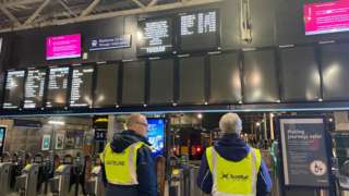 Empty information boards at Waverley Station