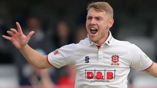 Essex bowler Jamie Porter celebrates taking a wicket