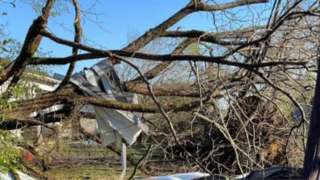 Devastation caused by the tornado in Amory in Mississippi