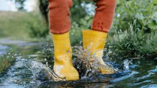 Wellies in the rain