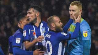 Sheffield Wednesday celebrate Cameron Dawson's penalty save