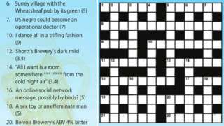 The crossword and clues which have been published in the Derby Drinker