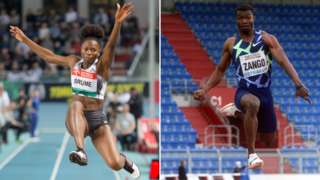 Nigerian long jumper Ese Brume (left) and Burkinabe triple jumper Fabrice Hugues Zango