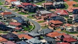 An aerial shot of houses in Western Sydney