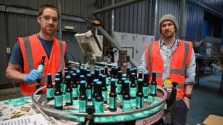 James Watt and Martin Dickie at the BrewDog brewery in Ellon in May 2020