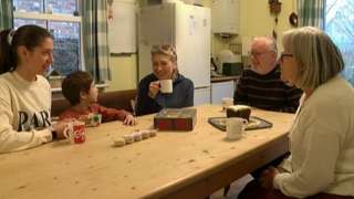 Ukrainian family with their hosts