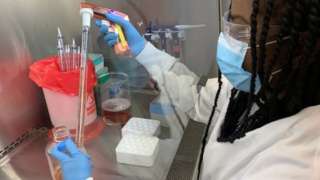 Regeneron infectious disease team in the lab where they worked on COVID-19 preclinical research and discovery