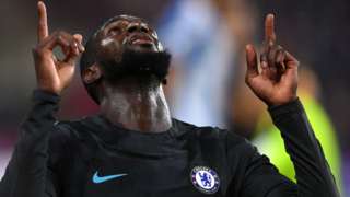 Chelsea's Tiemoue Bakayoko celebrates scoring against Huddersfield