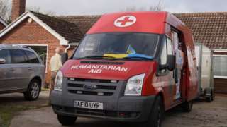 Van of humanitarian aid