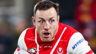 James Roby carries the ball for St Helens at Huddersfield Giants