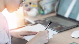 Student working at home
