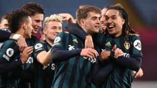 Patrick Bamford (centre) is congratulated by Leeds team-mates