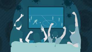 Graphic - fans watching football on television